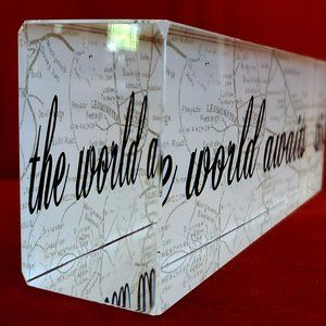 Lead Crystal "The World Awaits" World Travel Chic Home Decor Brick